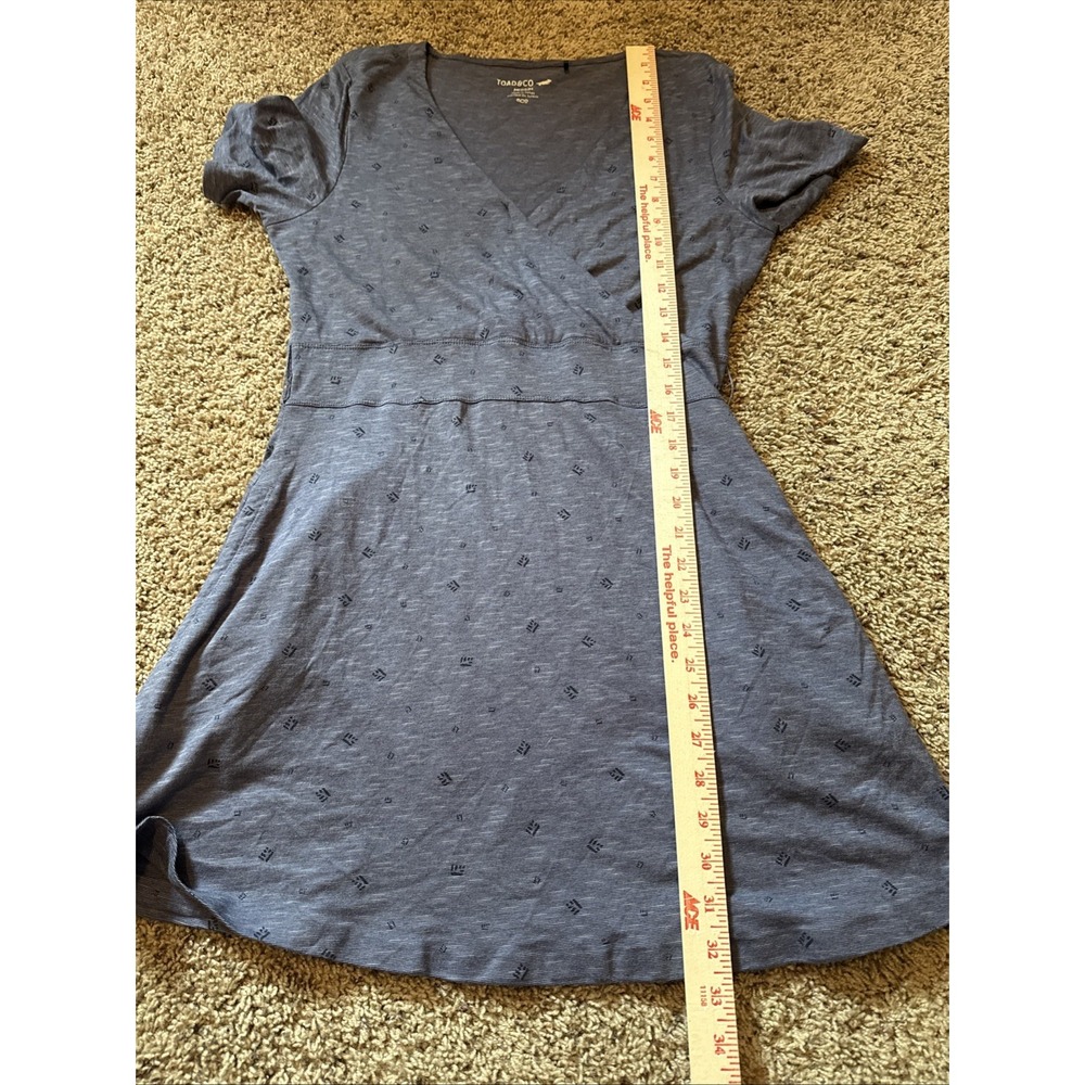 Toad&Co Cue Wrap Short Sleeve Organic Cotton Dress Blue Pattern Medium - Picture 5 of 5